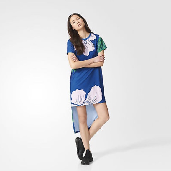 Adidas Originals FLORAL ENGRAVING LONG DRESS Top Shirt Supergirl Size Small - Picture 1 of 10